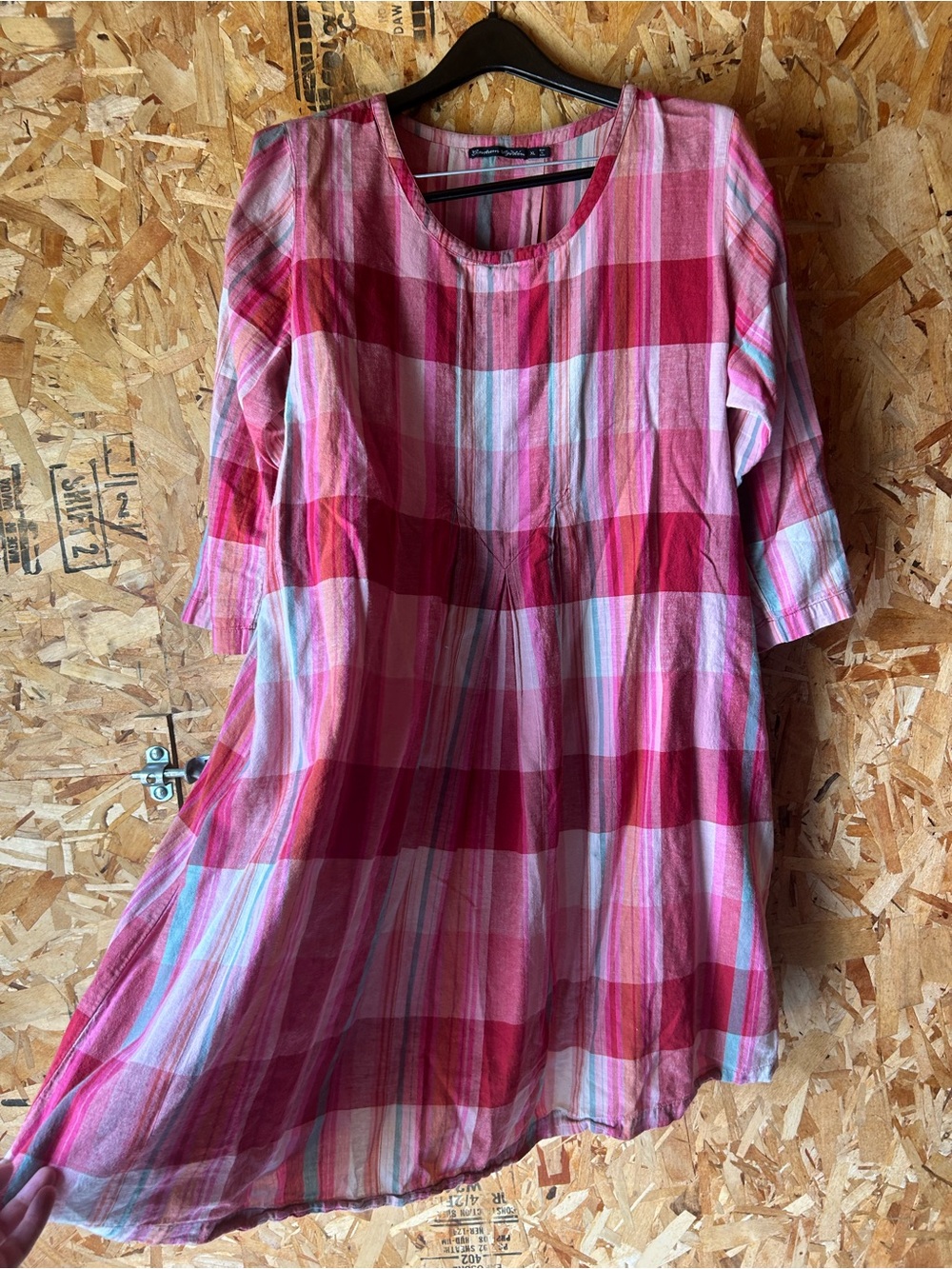 Gudrun Sjoden Pink Plaid Scoop-Neck Tunic Dress - Picture 4 of 10